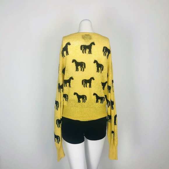 Wildfox White Label Yellow Horse Print Sweater - Picture 5 of 6